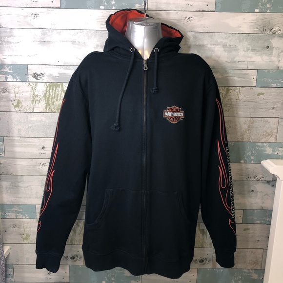 Harley Davidson Men’s Zip Up Hoodie Sweatshirt L - Picture 2 of 7